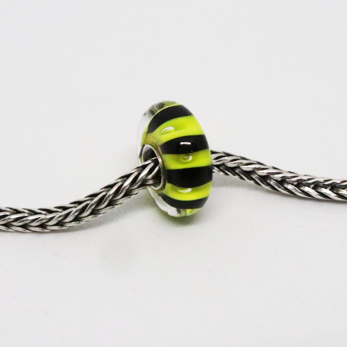 Busy Bee Yellow and Black Bubbles| Glass and Sterling Silver Charm Bead