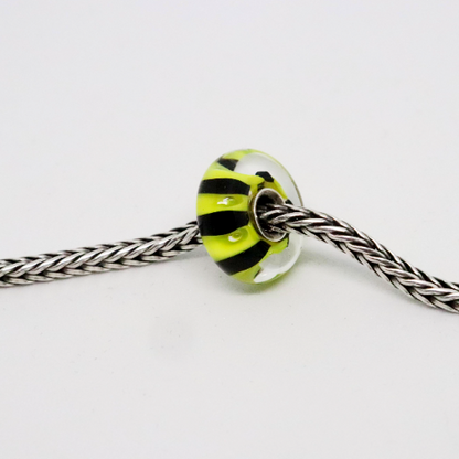 Busy Bee Yellow and Black Bubbles| Glass and Sterling Silver Charm Bead