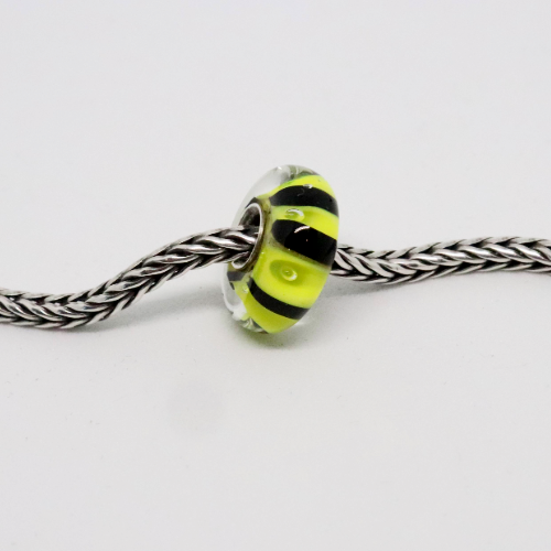 Busy Bee Yellow and Black Bubbles| Glass and Sterling Silver Charm Bead