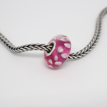 Hot Pink and White Bubble | Handcrafted Glass Bead