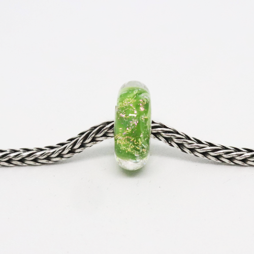 Kiwi Green Sparkle | Glass and Sterling Silver Charm Bead