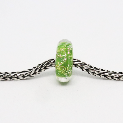 Kiwi Green Sparkle | Glass and Sterling Silver Charm Bead