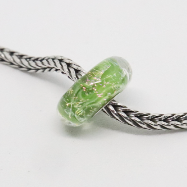 Kiwi Green Sparkle | Glass and Sterling Silver Charm Bead