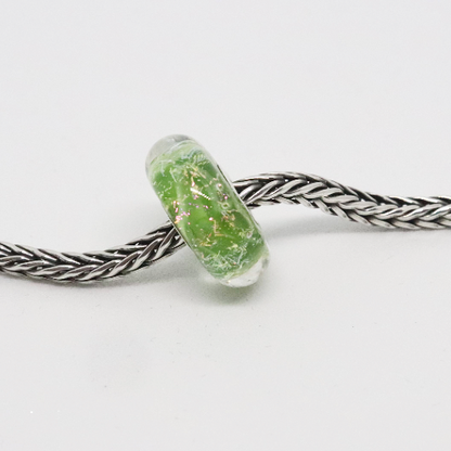 Kiwi Green Sparkle | Glass and Sterling Silver Charm Bead