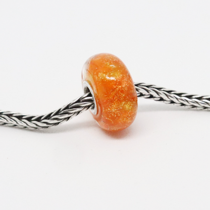 Tangerine Orange Sparkle | Glass and Sterling Silver Charm Bead