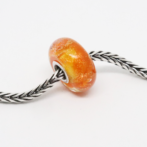 Tangerine Orange Sparkle | Glass and Sterling Silver Charm Bead