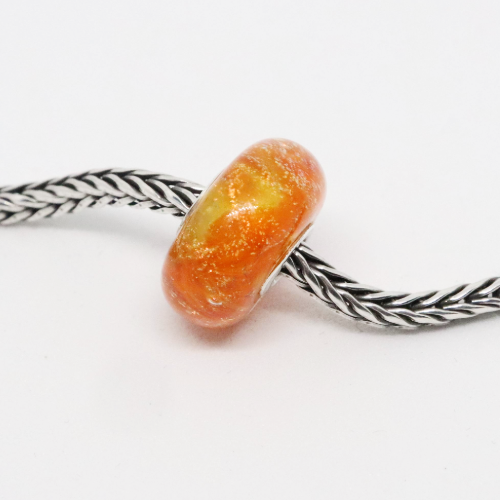 Tangerine Orange Sparkle | Glass and Sterling Silver Charm Bead