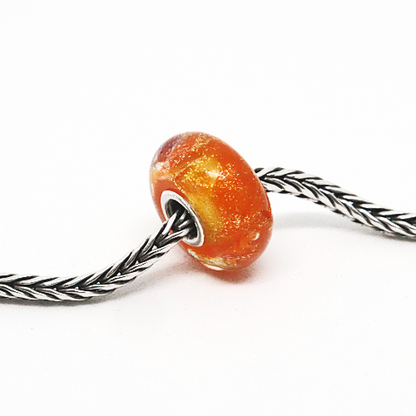 Tangerine Orange Sparkle | Glass and Sterling Silver Charm Bead