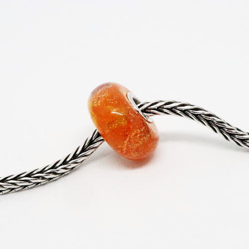 Tangerine Orange Sparkle | Glass and Sterling Silver Charm Bead