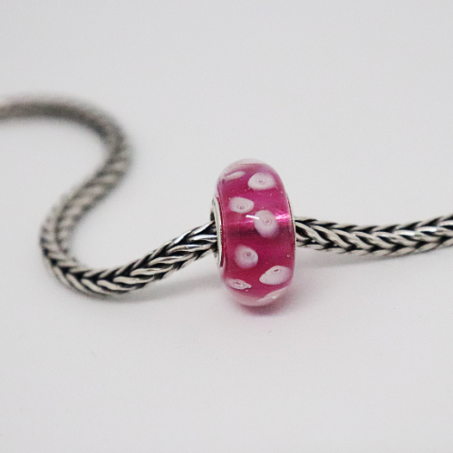 Hot Pink and White Bubble | Handcrafted Glass Bead