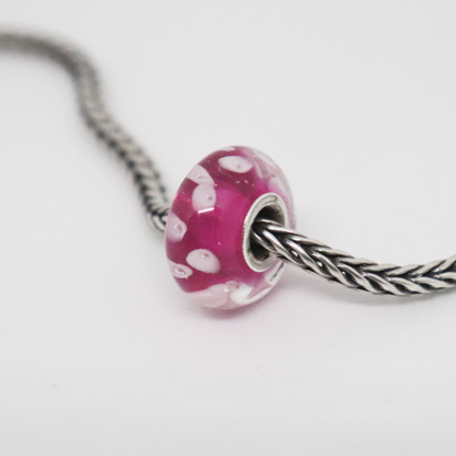 Hot Pink and White Bubble | Handcrafted Glass Bead