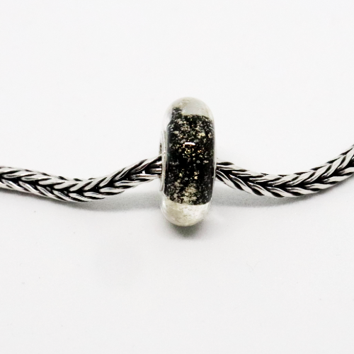 Black with Gold Dust | Glass and Sterling Silver Charm Bead